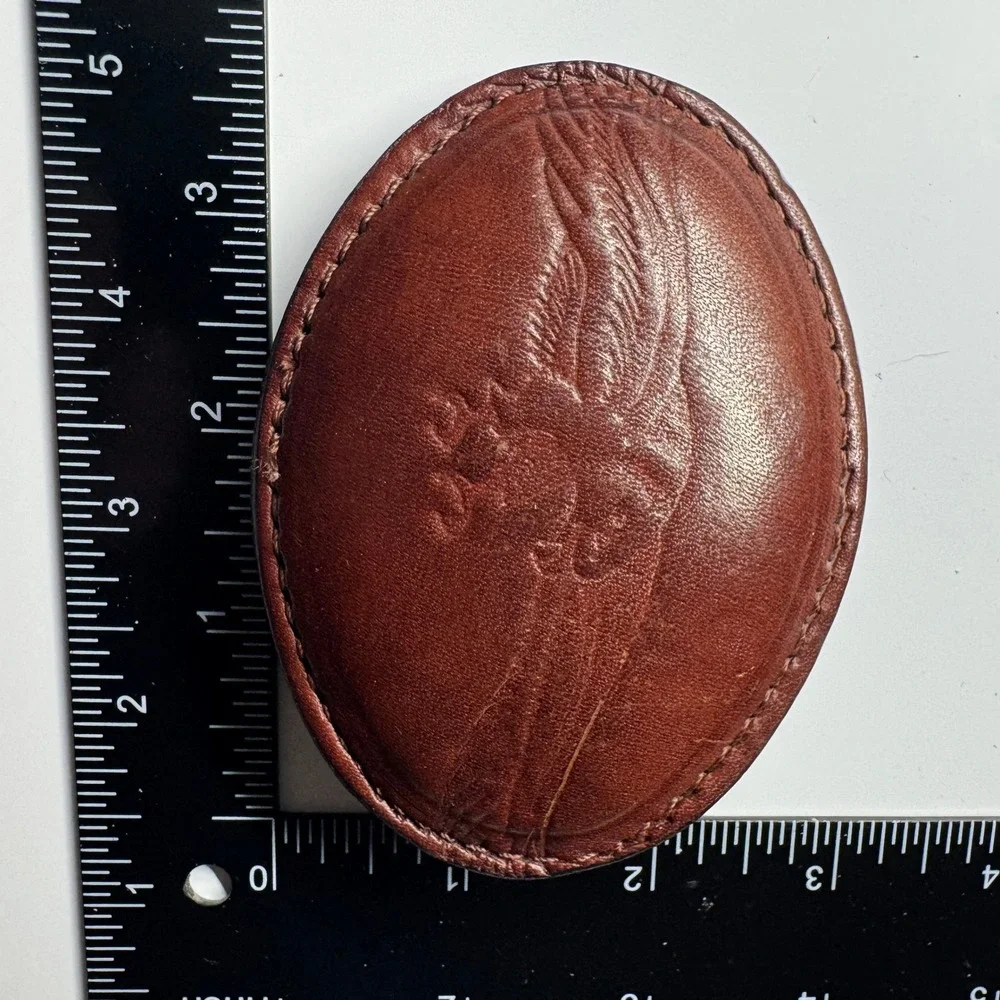 Vintage Leather Belt‎ Buckle Brown Embossed Eagle Talon Western Style